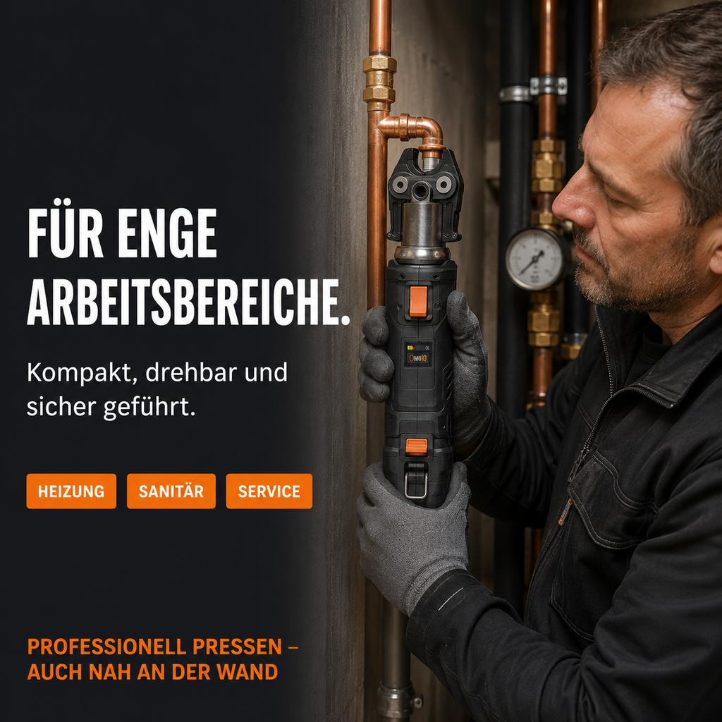 CDOSNY Akku-Pressmaschine PX24-C mit 24 kN Presskraft, 360°-Presskopf, Doppel-LED und intelligenter Presskontrolle